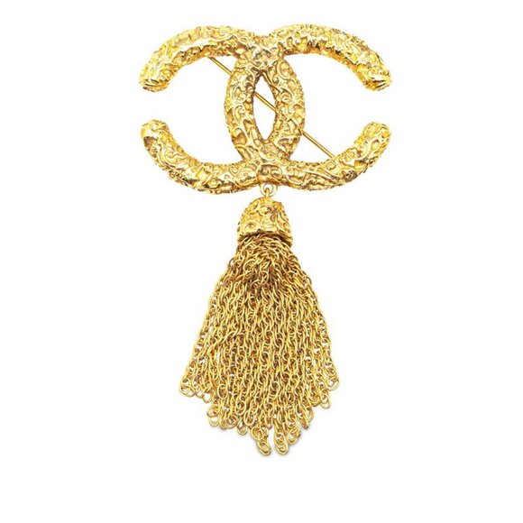 CHANEL Gold Logo Brooch - Picture 1 of 5